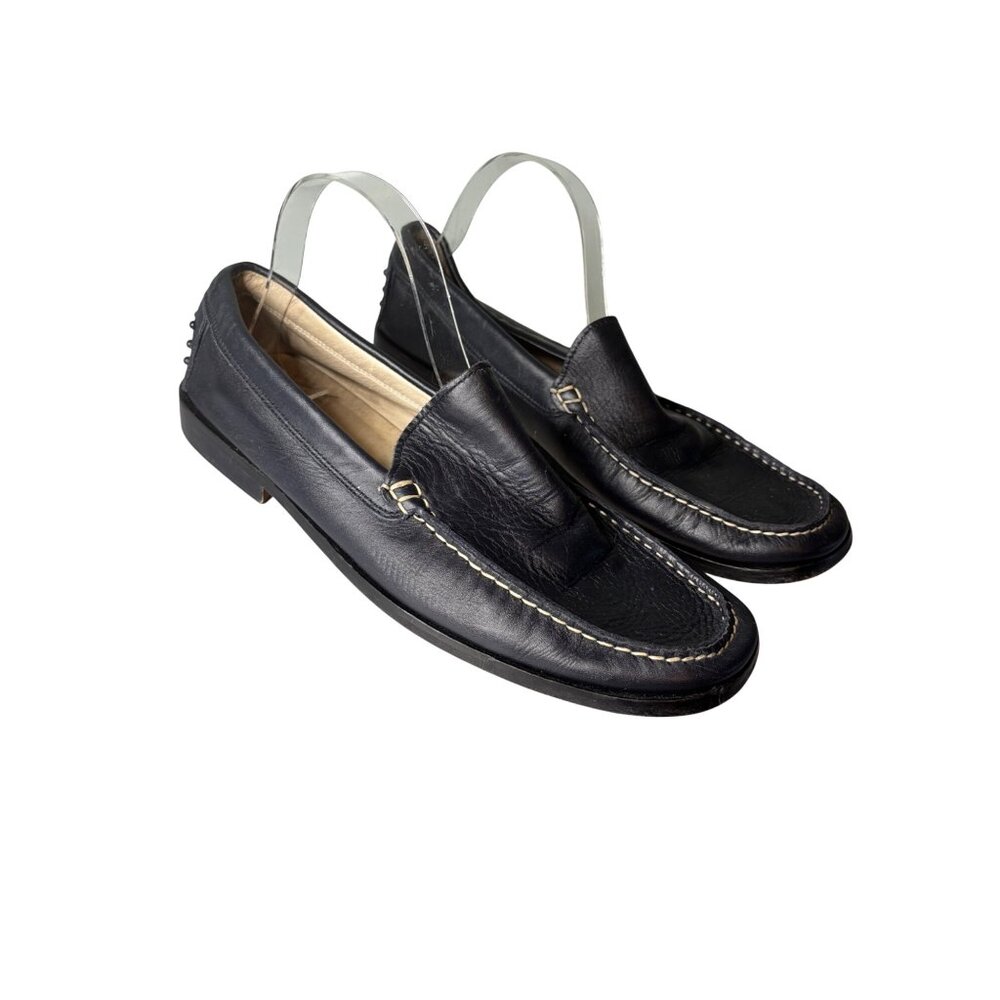 Petrol Slip On Loafers Black Sz 44 Contrast Stitch Studded Comfort Business Work